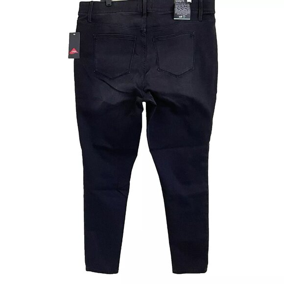 Lularoe Black Skinny Fit Jeans 38 / 18W Distressed Slimming Panels Stretch Denim - Picture 2 of 13